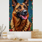 Hund mit Weihnachtsdekoration Poster (Küche)