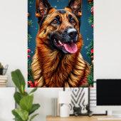 Hund mit Weihnachtsdekoration Poster (Heimbüro)
