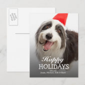 Hund mit Weihnachtsmannmütze Feiertagspostkarte (Vorne/Hinten)