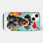 Hund mit Weihnachtsmannmütze iPhone Hülle (Rückseite (Horizontal))