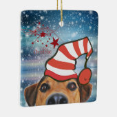 Hund mit Weihnachtsmannmütze Keramik Ornament (Rechts)