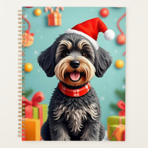 Hund mit Weihnachtsmannmütze Planer