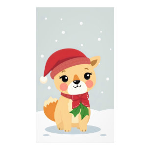 Hund mit Weihnachtsmannmütze und Schal Fotodruck