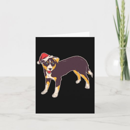 Hund mit Weihnachtsmannmütze - Weihnachten Karte (Vorderseite)