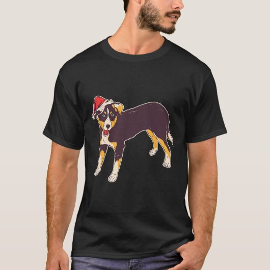 Hund mit Weihnachtsmannmütze - Weihnachten T-Shirt (Vorderseite)