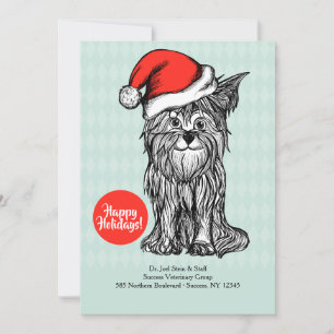 Hund mit Weihnachtsmannmütze Weihnachtskarte Einladung