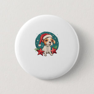 Hund mit Weihnachtsstars für die Feierliche Jahres Button