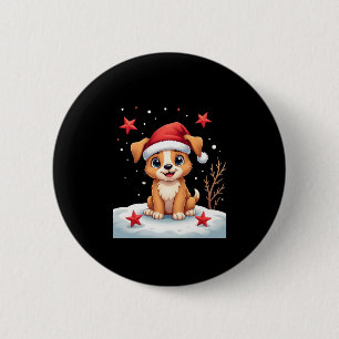 Hund mit Weihnachtsstars für die Feierliche Jahres Button