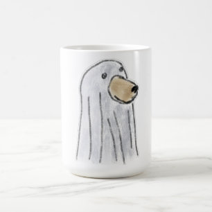 Hund mit weißem Gespensterkostüm Kaffeetasse