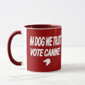 Hund mit weißem Text abstimmen Tasse (Links)