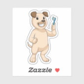 Hund mit Zahnbürste Aufkleber (Blatt)