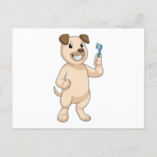 Hund mit Zahnbürste Postkarte
