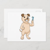 Hund mit Zahnbürste Postkarte (Vorne/Hinten)