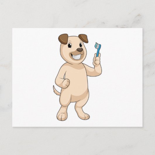Hund mit Zahnbürste Postkarte (Vorderseite)