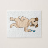 Hund mit Zahnbürste Puzzle (Horizontal)
