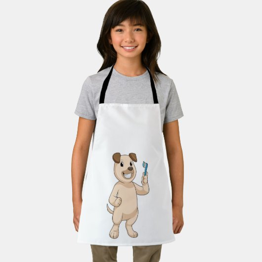 Hund mit Zahnbürste Schürze (Insitu)