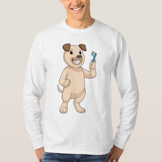 Hund mit Zahnbürste T-Shirt (Vorderseite)