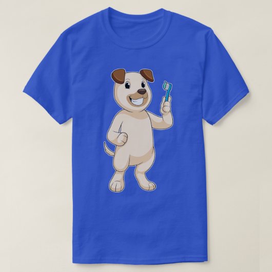 Hund mit Zahnbürste T-Shirt (Design vorne)