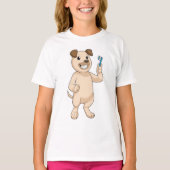 Hund mit Zahnbürste T-Shirt (Vorderseite)