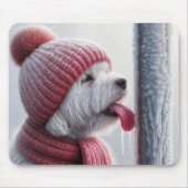 Hund mit Zunge am gefrorenen Loch Mousepad (Vorne)