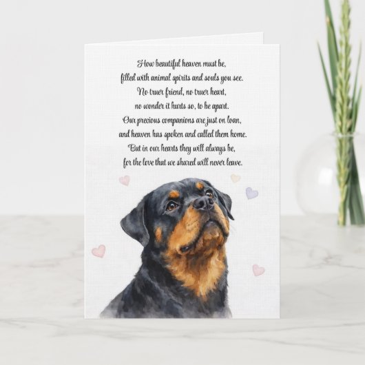 Hund Mitgefühl Rottweiler Beileid Karte (Vorderseite)