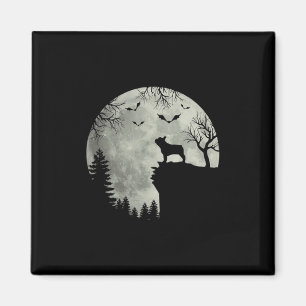 Hund Mond Heulen im Halloween-Wald Hund Franzose Magnet