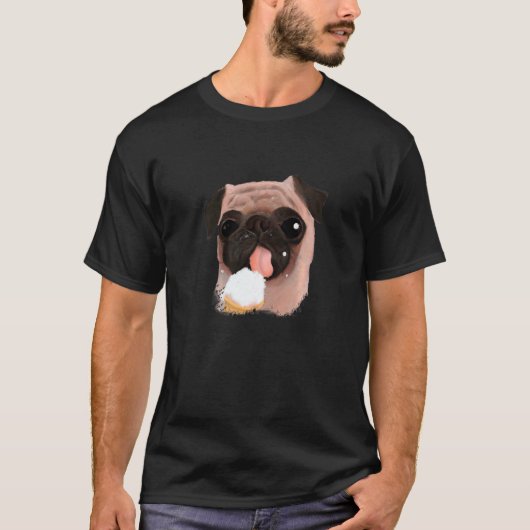 Hund Mops isst Eiscreme Niedlich T-Shirt (Vorderseite)