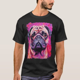 Hund Mops Rosa T-Shirt
