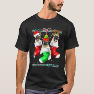 Hund Mops Weihnachts Socken Xmas Pyjama Haustier W T-Shirt