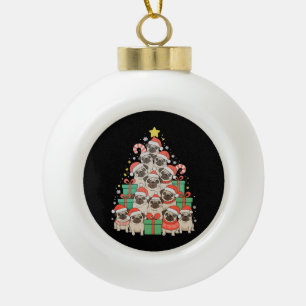 Hund Möpse Weihnachtsbaum Weihnachten Vater Mutter Keramik Kugel-Ornament