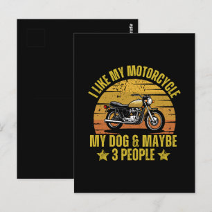 Hund Motorrad Postkarte