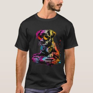 Hund Musik DJ Plattenspieler DJ Hund Kunstwerk EDM T-Shirt