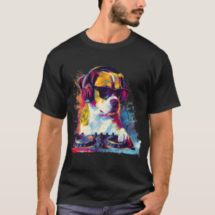 Hund Musik DJ Techno Plattenspieler DJ Hund Kunstw T-Shirt