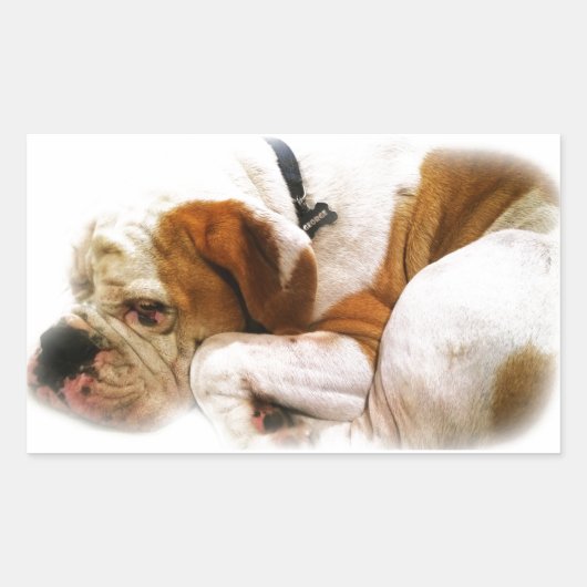 Hund nach unten rechteckiger aufkleber (Vorderseite)