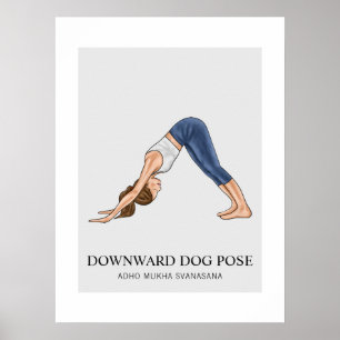 Hund nach unten Yoga-Fitness-Frau Poster