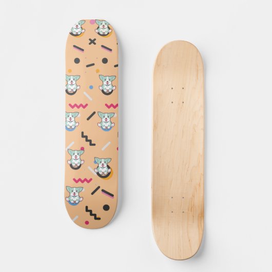 Hund Nahtloses Muster Vector Skateboard (Vorderseite)