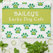 Hund Name Lucky Dog Cafe Custom St. Patricks Day Geschirrtuch (Gefaltet)
