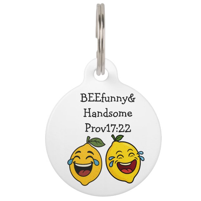 Hund Namensschild Zitrone glücklich Haustiermarke (Vorderseite)