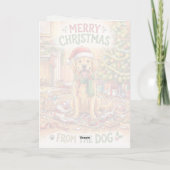 Hund neben Weihnachtsbaum Karte (Rückseite)