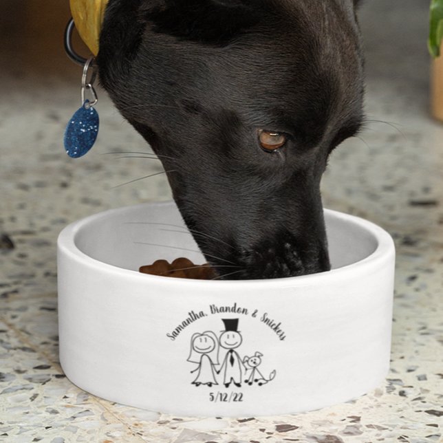 Hund Niedlich Hochzeit Paar Personalisierte Namen Napf (Von Creator hochgeladen)
