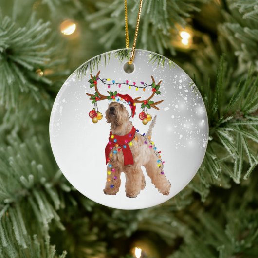 Hund Niedlich Wheaten Terrier Reindee Tier Welpent Keramik Ornament (Baum)