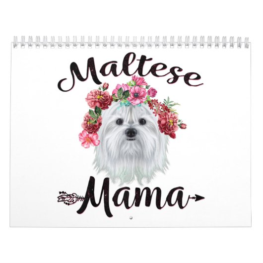 Hund| Niedliche maltesische Mama Hund Blume Floren Kalender (Titelbild)