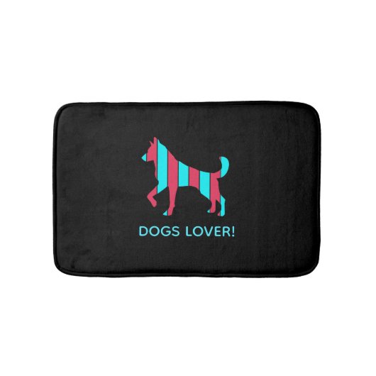 Hund - Niedlicher Haustier Pop Art, blau & rot Abs Badematte (Vorderseite)