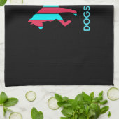 Hund - Niedlicher Haustier Pop Art, blau & rot Abs Geschirrtuch (Gefaltet)