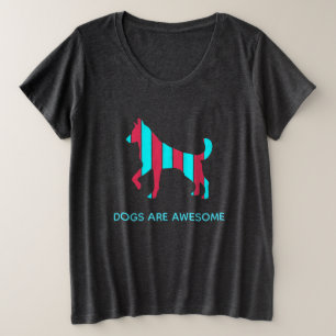Hund - Niedlicher Haustier Pop Art, blau & rot Abs Große Größe T-Shirt