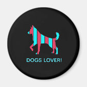 Hund - Niedlicher Haustier Pop Art, blau & rot Abs Magnet (Vorne)