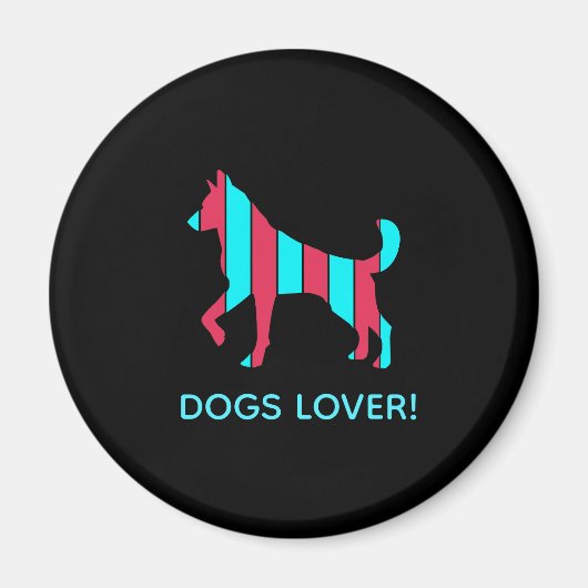 Hund - Niedlicher Haustier Pop Art, blau & rot Abs Magnet (Vorne)