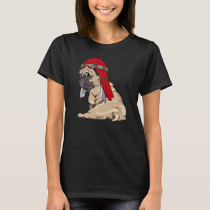 Hund Niedlicher Mops Retro Marokko Flaggenstolz T-Shirt
