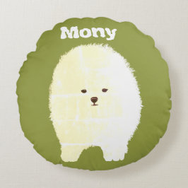 Hund, Niedlicher Spitz Fluffy Pet Art Round Kissen