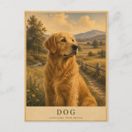 Hund nordamerikanische Landschaft VINTAGE Postkarte